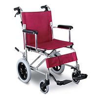 Wheelchair, Aluminum Alloy Push Wheelchair Foldable Wheelchair Disabled Travel Wheelchair Light Old Scooter Portable Travel Wheelchair (Color : Red, Size : 598190cm)