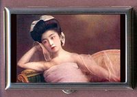 Japanese Beautiful Geisha Girl Antique Art Decorative Pill Box