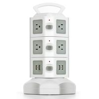 TNP Power Strip with USB Surge Protector - Charger Station Power Supply Adapter Multi Socket Plug Powerstrip Bar Stand Tower, 6FT Extension Cord (10 AC Outlet + 4 USB Port, White)