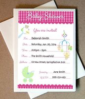 Personalized Baby Shower Invite Cards (30 Cards and Envelopes) (Pink)