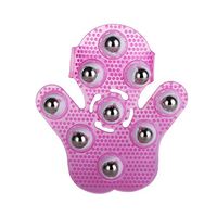 JOUDOO Palm Shape with 9 Metal Ball 360-degree-roller Massage Glove Full Body Beauty Massager (Pink)