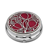 Pill Box (Large Size) in a Celtic Swirls Design in Red