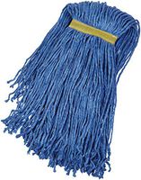 AmazonBasics Cut-End Cotton Commercial String Mop Head, 1.25 Inch Headband, Large, Blue, 6-Pack
