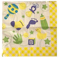 Baby Shower Party Celebration Dinner & Dessert Plates & Napkins Set (32 Dinner Napkins)