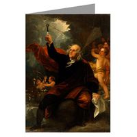 12 Vintage Notecard set of Benjamin Franklin, by Benjamin West-Drawing Electricity from the Sky c1816.