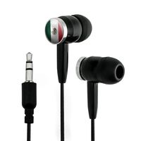 Mexico Flag Soccer Ball Futbol Football Novelty in-Ear Earbud Headphones - Black
