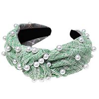 HNTDG Pearl Headbands - 5 Colors Twisted Faux Pearl Velvet Headband Elegant Bling Hair Head Hoop