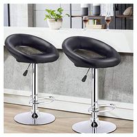 Table & Bar Stool, Set of 2 Bar Stools Adjustable PU Leather Swivel Chairs, Black