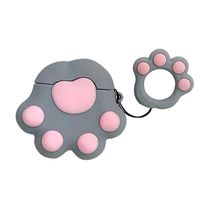 UR Sunshine AirPods Case, Super Cute Funny Dog Paw Shape Soft Silicone Case Cover Protective Skin for Apple AirPods1&2+Paw Ring Lanyard-Grey