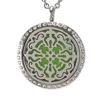 Sweet Soul Designs Aromatherapy Necklace Essential Oil Diffuser - Flower of Life Design with Crystals - Hypoallergenic Pendant and Chain for Natural Stress Relief