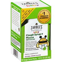 Zarbee's Naturals Baby Cough Syrup + Mucus with Organic Agave and Ivy Leaf, Natural Grape Flavor, 10 Single Serve On-The-Go Packs