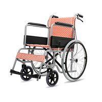 Qi Peng-//wheelchair - Steel Frame Elderly Disabled Manual Wheelchair Children's Scooter, Small Light Folding Portable Travel Wheelchair (Color : Orange)