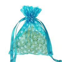 Polka Dots Organza Gift Pouch, 4-Inch x 5-Inch, 6-Pack (Turquoise)