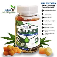 Hemp Gummies Extra Efficacy – 51 MG – 100% Natural – Multi-Vitamin Gummies with Hemp Oil for Pain and Anxiety Relief - THC Free - Gelatin Free - Vegan Friendly by Natura Health Supplement