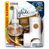 Glade PlugIns Refills Air Freshener Starter Kit, Scented Oil for Home and Bathroom, Cashmere Woods, 0.67 Fl Oz, 1 Warmer + 1 Refill