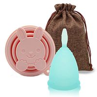 TIMKDLE Silicone Menstrual Small and Large Blue000 Cup with Foldable Sterilizing Cup Set Feminine Hygiene Period (Large)