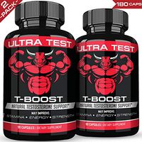 (2-Pack) Stamiron Ultimate Test Boost Premium Nitric Oxide Boost for Men Plus Workout Supplement for Increased Strength, Lean Muscle Mass and Power - 180 Total Capsules