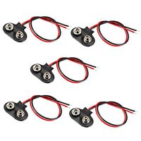 uxcell 5pcs DC9V Battery Clip T-Type Buckle Connector Faux Leather Housing Lead Wire 12.5cm Length