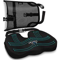 BOD 360 Degrees Fully Adjustable Memory Foam Seat Cushion and Lumbar Support Suited for Office Chairs, Ergonomically Designed to Alleviate Back Pain Sciatica Relief for Car, Truck, Driver, Seniors