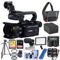 Canon XA45 4K UHD Pro Camcorder with 20x Optical Zoom Lens, 3G-SDI Output - Bundle with Video Bag, 128GB SDXC U3 Card, 64GB SDXC Card, Spare Battery, Video Tripod, Video Light, Shotgun Mic, and More