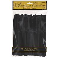 Premium Heavy Weight Plastic Knives | Jet Black | Pack of 48 | Party Supply