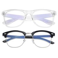 Blue Light Blocking Glasses Large Face Square/Semi-Rimless Computer Game Glasses