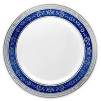 Posh Setting Royal Collection Combo Pack China Look White, Silver/Blue Plastic Plates (Includes 4 Packs of 7.25" Salad Plates A total of 40 plates) Fancy Disposable Dinnerware