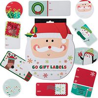 JAM PAPER to/from Christmas Gift Tag Stickers - Happy Cartoon Santa - 60/Pack