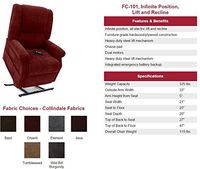 Michigan Power LIft Chair Recliner by Mega Motion/Windermere Wild Bill Burgundy