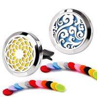 GoorDik Car Essential Oil Diffuser Vent Clip 2 Pack Stainless Steel Locket Car Vent Clip 22 Replacement Felt Pads