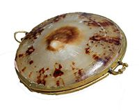 Clamshell Coin Purse Pill Box BROWN/PEARL