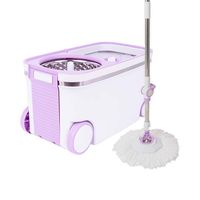 Rotary Mop Free Manual Wet Mop Double Drive Dry Mop Bucket Board, 40cm Large Mop Head - Purple - Size: 46x25x25cm