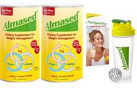 Almased Meal Replacement Shake - Plant Based Protein Powder - Shake for Weight Management(2 pack +Blender Bottle Shaker and Diet Recipe Book)