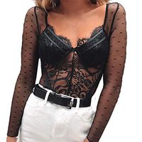 Hot Sale！muyuhan Womens Sexy Lingerie Lace Perspective Teddy Underwear Bodysuit(Black,L)
