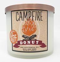 Bath and Body Works White Barn 3 Wick Candle Campfire Donut With Essential Oils Winter Camp
