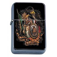 Aztec Warrior Flip Top Oil Lighter S12 Smoking Cigarette Smoker Includes Silver Case