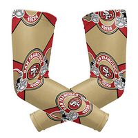 San Francisco 49ers Cooling Arm Sleeve (Pair) - Elbow Brace Support Sun UV Protection for Men & Women - Sports Sleeves for Basketball Baseball Softball Volleyball