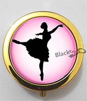 BlackKey Ballerina Dancer Girl Silhouette 3-Compartment Decorative Pocket Gift Box Case Organizer for Pill, Color 2 -2281