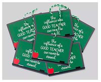 Set of Gift Tags - The Influence of a Good Teacher Can Never Be Erased - Inspirational Classroom Appreciation Thank You Holiday Christmas Just Because