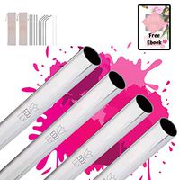 Eco-Lily Reusable Stainless Steel Metal Straws with Case and Cleaning Brush Set of 8 Eco-Friendly Dishwasher Safe Food Grade for Smoothies or Soft Drinks