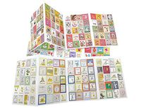 ALIMITOPIA Adhesive Sticker,12 Sheets(240pcs) Stamp Shape DIY Decorative Paper Paster Ornament Mark