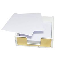 Buqoo Memo Dispenser Marble White with Gold Sticky Notes Holder Desktop Accessory(Gold)