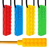 Chew Necklace Bundle - Silicone Chewies - Great Tool for Sensory, Autism, ADHD, Biting, Oral Motor - Chewy Stick/Tube Toy Jewelry for Boys, Girls, Kids, Adults - by Senso Minds (5 Pack)