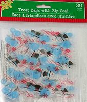 Christmas Holiday Treat Bags with Zip Seal (30 Count) (Snowman)