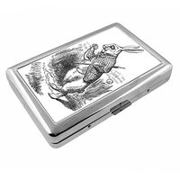 Perfection In Style Silver Cigarette Case Metal Wallet Alice in Wonderland Design D010