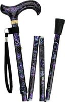 Purple Majesty Folding Adjustable Designer Derby Walking Cane with Engraved Collar