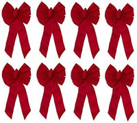 Holiday Trim # 7355 7 Loop 14" W x 28" L x 4" Red Velvet Christmas Bow - Quantity 8