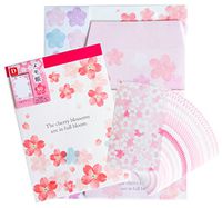 Japanese Cherry Blossom Cute Pink 3 Pcs (Paper Stationery Envelope Seal, Memo Pad, Greeting Card) Spring Limited Item