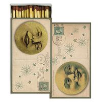 HomArt Large Decorative Man in The Moon Candle and Fireplace Wood Matches (Set of 3)
