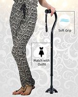 Black Self-Standing Cane with Comfortable Soft Grip & Stylish Rhinestones Strap